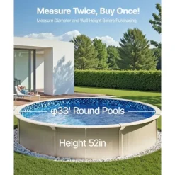 New Rund Pool Liner 33ft, Unibead Style Pool Liner, 52in væghøjde Pool- & Spatilbehør