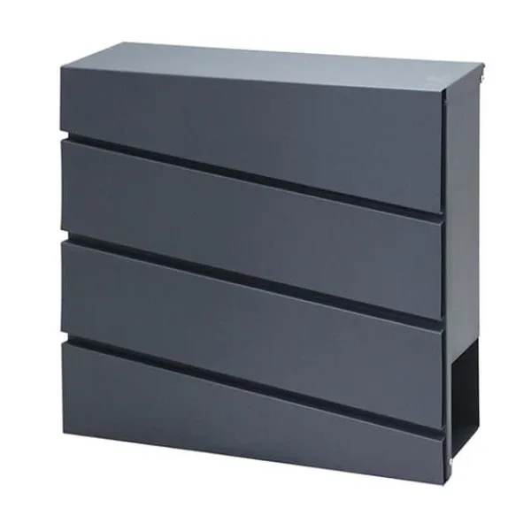 Online Rustfrit stål postkasse med avisspor, antracitgrå, vægmonteret, 37x37cm Postkasser & Brevindkast