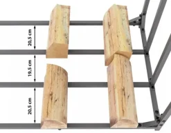 Tilbehør Til Brændeovne & Pejse^Ruston L Metal Firewood Storage Rack with Cover - Anthracite, 185cm Height, 130cm Width, 70cm Depth