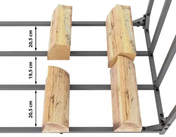 Tilbehør Til Brændeovne & Pejse^Ruston L Metal Firewood Storage Rack with Cover - Anthracite, 185cm Height, 130cm Width, 70cm Depth