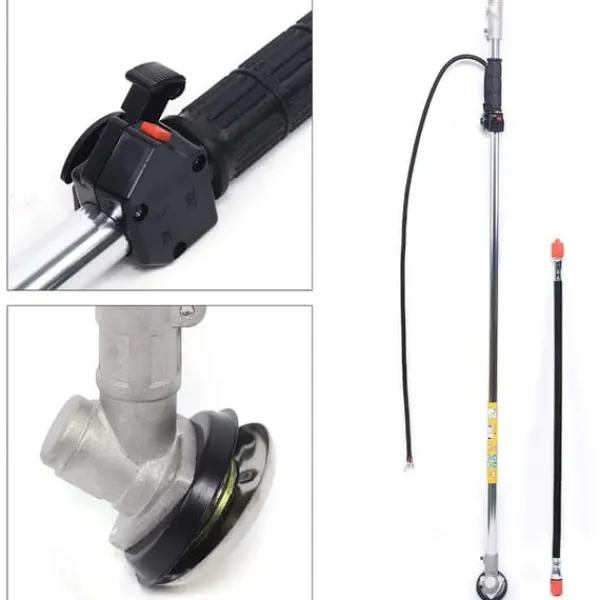 Havemaskiner^Rygbåren Buskrydder/Græstrimmer - Benzindrevet - 43 cm³, 1,7 HP, 2-Takt, Luftkølet, 4500–8500 rpm - Sort