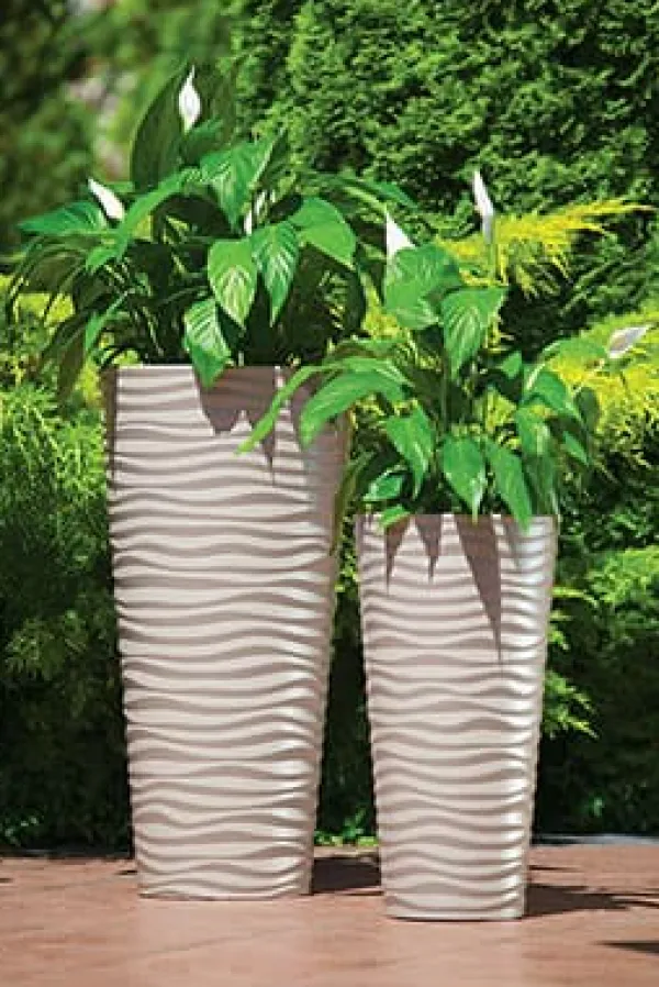 Krukker & Plantebeholdere^Sahara Dunes Slim 30 Rund Blomsterpotte | Hvid