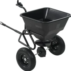 Haveværktøj^Saltspreder/strøtrækvogn 45 L - Robust PVC og stål | Størrelse: 125x74x79 cm