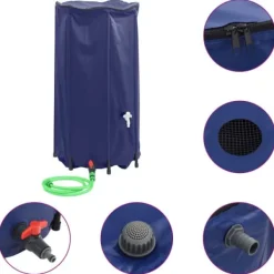 Sammenfoldelig vandtank med hane - Regnvandsbeholder | Kapacitet: 250 L | Materiale: PVC Regntønder