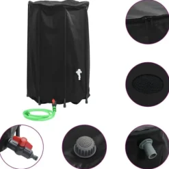 Regntønder^Sammenfoldelig vandtank med hane 500L - PVC | Farve: Grøn | Størrelse: 500L