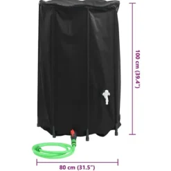 Regntønder^Sammenfoldelig vandtank med hane 500L - PVC | Farve: Grøn | Størrelse: 500L