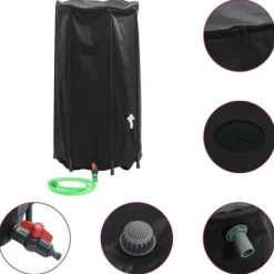Sammenfoldelig vandtank med hane - PVC 250 l | Farve: Grøn | Størrelse: Foldbar Regntønder