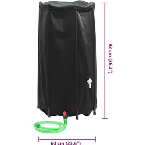 Sammenfoldelig vandtank med hane - PVC 250 l | Farve: Grøn | Størrelse: Foldbar Regntønder