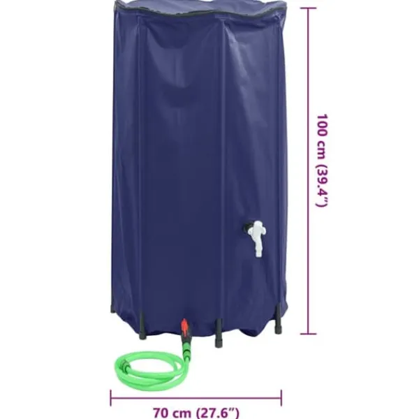 Regntønder^Sammenfoldelig vandtank med hane - 380 l PVC | Farve: Grøn