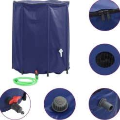 Regntønder^Sammenfoldelig vandtank med hane - PVC 1250 l | Farve: Grøn | Størrelse: 1250 l