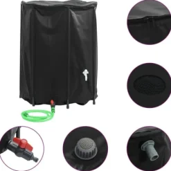 Regntønder^Sammenfoldelig vandtank med hane - 750L PVC | Farve: Grå | Størrelse: 750 liter
