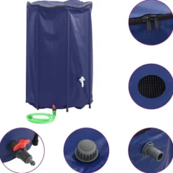 Regntønder^Sammenfoldelig vandtank med hane - PVC, 1000 l | Farve: Grøn | Størrelse: 1000 l