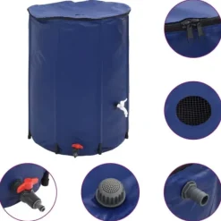 Regntønder^Sammenfoldelig vandtank med hane 750L - Robuste PVC | Farve: Grøn | Størrelse: 750 L