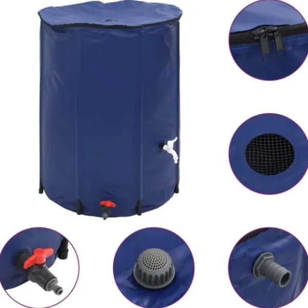 Regntønder^Sammenfoldelig vandtank med hane 750L - Robuste PVC | Farve: Grøn | Størrelse: 750 L