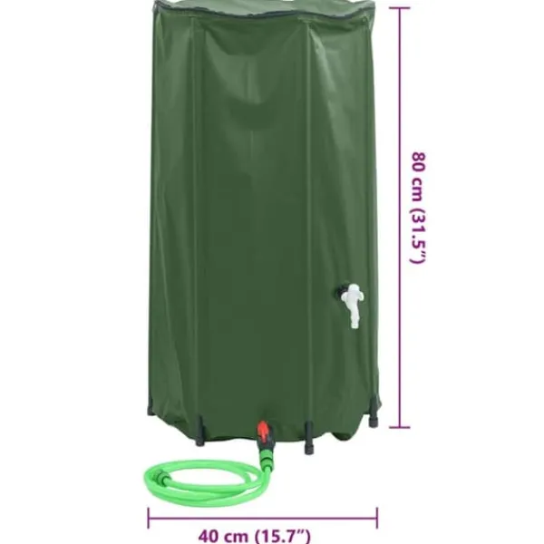 New Sammenfoldelig vandtank med hane - Regnvandsbeholder 100 L | Materiale: PVC Regntønder