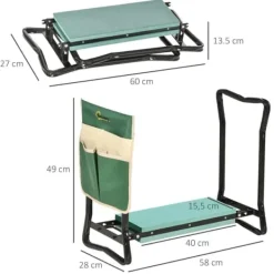 Discount Sammenklappelig havebænk/knæstøtte 2-i-1 med værktøjstaske, EVA-skum, 58×28×49 cm Støtte Med Hjul, Sæder & Knæbeskyttelse Til Havepleje