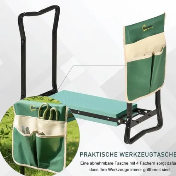 Discount Sammenklappelig havebænk/knæstøtte 2-i-1 med værktøjstaske, EVA-skum, 58×28×49 cm Støtte Med Hjul, Sæder & Knæbeskyttelse Til Havepleje