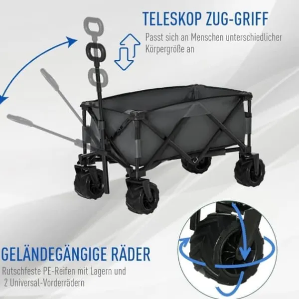 Sammenklappelig håndvogn 360° med teleskophåndtag, op til 20 kg, til udflugter & have Haveværktøj