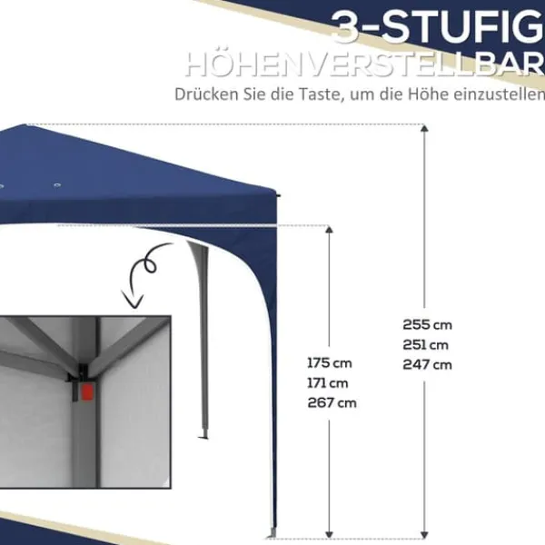 Telte & Lysthuse^Sammenklappelig pavillon, 295x295x255 cm, blå