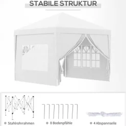 Best Sammenklappelig pavillon, 295x295x258 cm, hvid Telte & Lysthuse