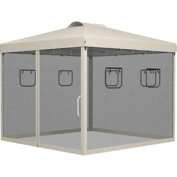 Outlet Sammenklappelig Pavillon, 297x297x287 cm, Beige Telte & Lysthuse