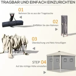 Outlet Sammenklappelig Pavillon, 297x297x287 cm, Beige Telte & Lysthuse