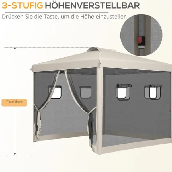 Outlet Sammenklappelig Pavillon, 297x297x287 cm, Beige Telte & Lysthuse
