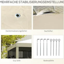 Outlet Sammenklappelig Pavillon, 297x297x287 cm, Beige Telte & Lysthuse