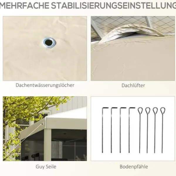 Outlet Sammenklappelig Pavillon, 297x297x287 cm, Beige Telte & Lysthuse
