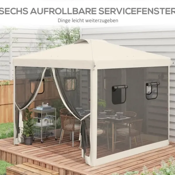 Outlet Sammenklappelig Pavillon, 297x297x287 cm, Beige Telte & Lysthuse