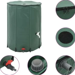 New Sammenklappelig regnvandsbeholder med hane - 1350 l | Farve: PVC | Størrelse: Foldsammen Regntønder