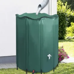 Regntønder^Sammenklappelig regnvandsbeholder 1000 l - PVC med hane | Farve: Grøn