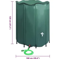 Regntønder^Sammenklappelig regnvandsbeholder 1000 l - PVC med hane | Farve: Grøn