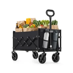 Haveværktøj^Sammenklappelig sækkevogn op til 150 kg, blæksort, 42 x 67 x 90,5 cm (D x B x H) Volumen: 90 liter Mål sammenfoldet: 42 x 21 x 68 cm
