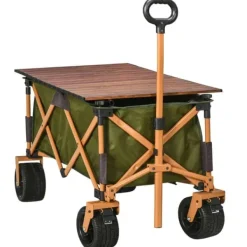 Hot Sammenklappelig transportvogn med håndtag & foldbar bakke, op til 120 kg, grøn Haveværktøj