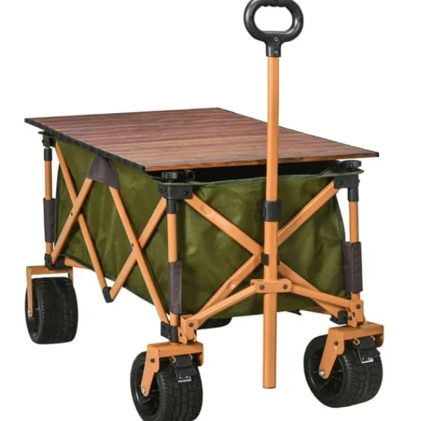 Hot Sammenklappelig transportvogn med håndtag & foldbar bakke, op til 120 kg, grøn Haveværktøj