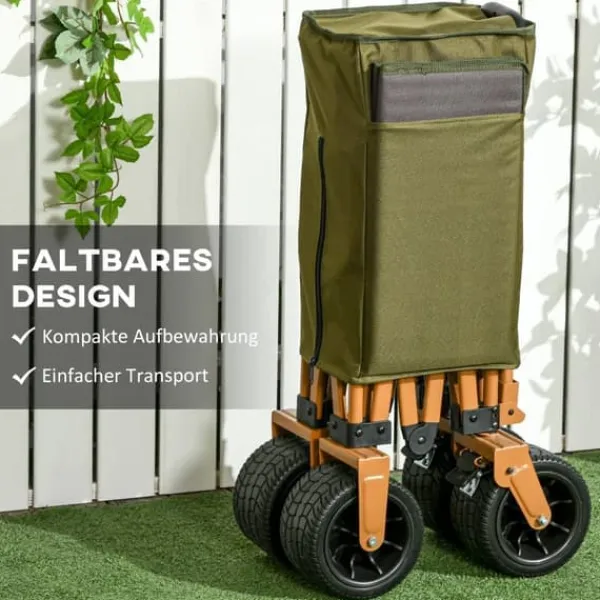 Hot Sammenklappelig transportvogn med håndtag & foldbar bakke, op til 120 kg, grøn Haveværktøj