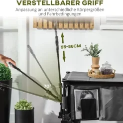 Clearance Sammenklappelig vogn op til 120 kg, teleskophåndtag, sidelommer & foldbar bakke, mørkegrå Haveværktøj