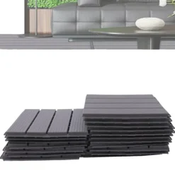 Havedekorationer^Sammenkoblede terrassefliser, holdbart PP-materiale, skridsikker design, nem DIY-installation