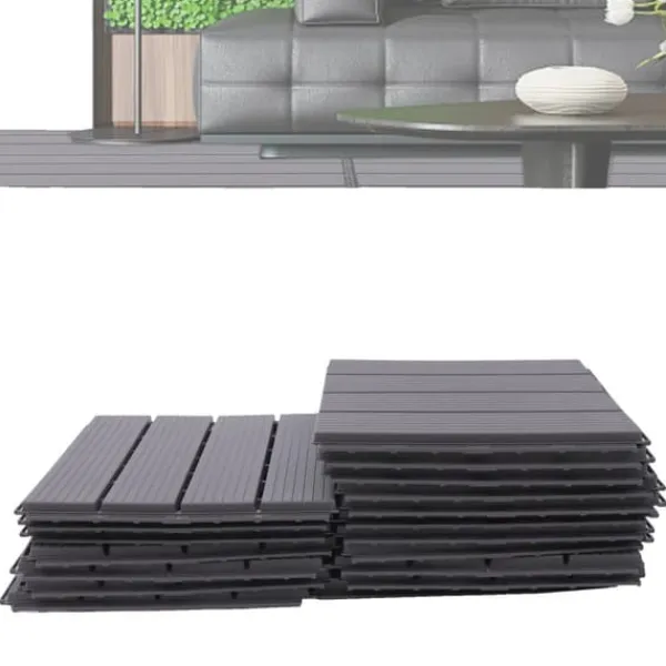 Havedekorationer^Sammenkoblede terrassefliser, holdbart PP-materiale, skridsikker design, nem DIY-installation