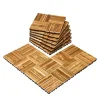 Havedekorationer^Sammenlåsende dækfliser, Massivt træ 10 pakke 12x12, Kamferfyr, holdbare, velegnede til veranda, nem at installere