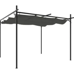 Buer, Spalier, Lysthuse Uden Tag^Sammenrullelig pergola med UV-beskyttelse | Størrelse: 295x292x230 cm | Farve: Antracitgrå
