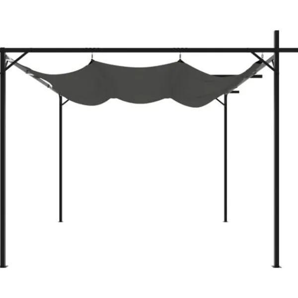 Buer, Spalier, Lysthuse Uden Tag^Sammenrullelig pergola med UV-beskyttelse | Størrelse: 295x292x230 cm | Farve: Antracitgrå