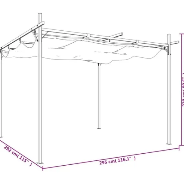 Buer, Spalier, Lysthuse Uden Tag^Sammenrullelig pergola med UV-beskyttelse | Størrelse: 295x292x230 cm | Farve: Antracitgrå