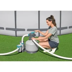 Discount Sandfilter / filtreringspump för simbassänger upp till 66 m3 - - 11 355 L/h - Med förfilter Pool- & Spatilbehør