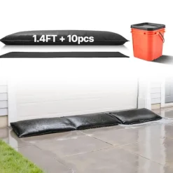 Discount Sandløse sandsække - Oversvømmelsesbarriere 10-pak poser 43 x 83 cm med spand - Vandaktiveret - Vandabsorberende - Genanvendelig Beredskabsplaner