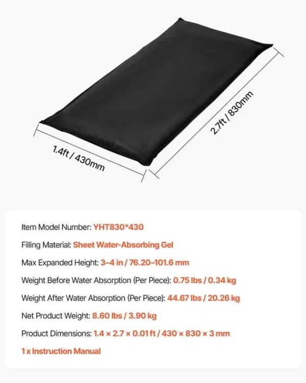 Discount Sandløse sandsække - Oversvømmelsesbarriere 10-pak poser 43 x 83 cm med spand - Vandaktiveret - Vandabsorberende - Genanvendelig Beredskabsplaner