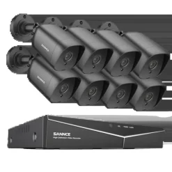 Sikkerhedsmonitorer & Videokameraer^SANNCE 8CH DVR Kit, 1080P Høj Opløsning, Nattesyn Op til 30m,2T, 8CH 8PCS DVR Kit