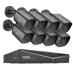 Sikkerhedsmonitorer & Videokameraer^SANNCE 8CH DVR Kit, 1080P Høj Opløsning, Nattesyn Op til 30m,2T, 8CH 8PCS DVR Kit