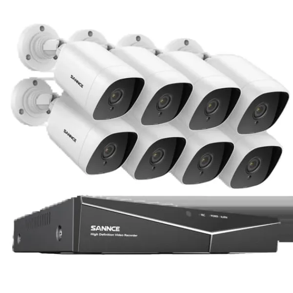 Sikkerhedsmonitorer & Videokameraer^SANNCE 8CH DVR Kit, 1080P Høj Opløsning, Nattesyn Op til 30m,8CH 8PCS DVR Kit-a, 2T